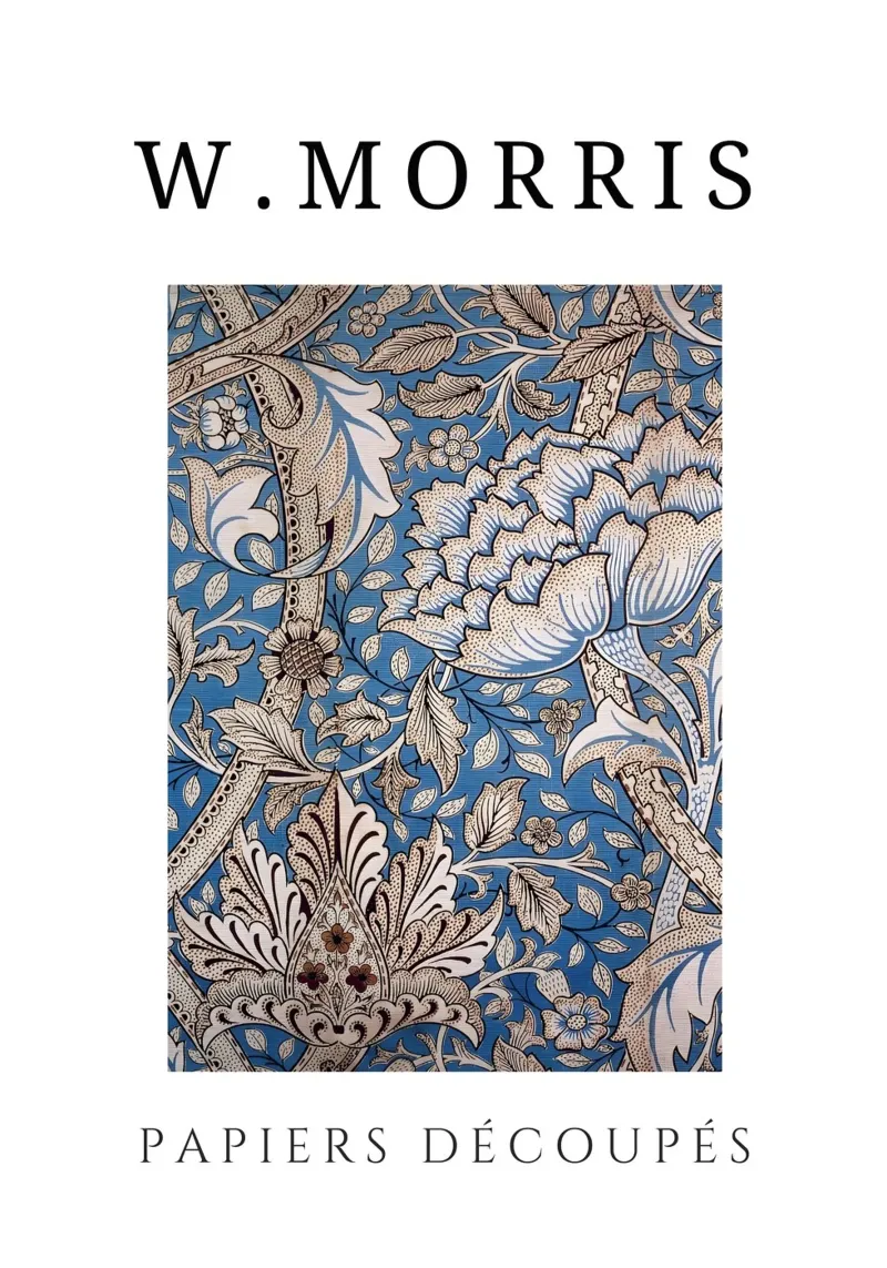 W. Carte da taglio Morris: Pavone e drago motivo floreale blu poster da homdeco