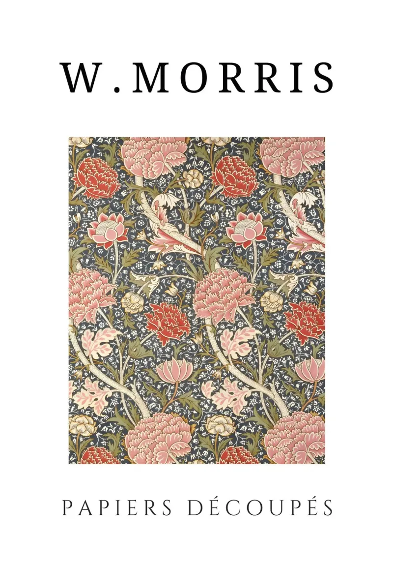 W. Morris Cut Papers: Rosa e rosso floreale Art Nouveau poster da homdeco
