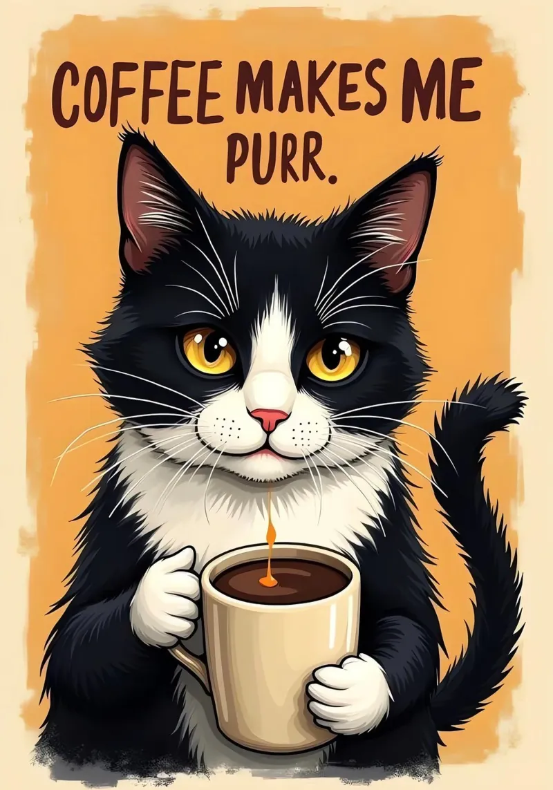 Il caffè mi fa fare le fusa. carta hahnemühle da Arjun