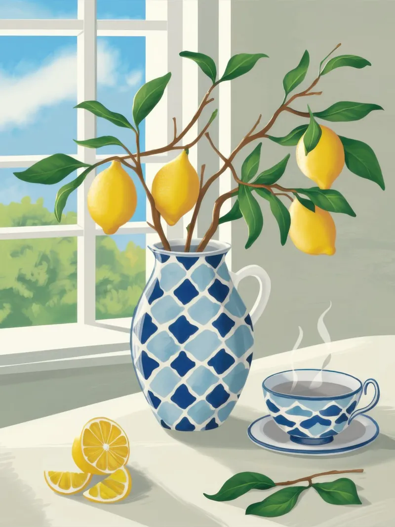 Tè al limone a scacchiera carta hahnemühle da Giant Foxs