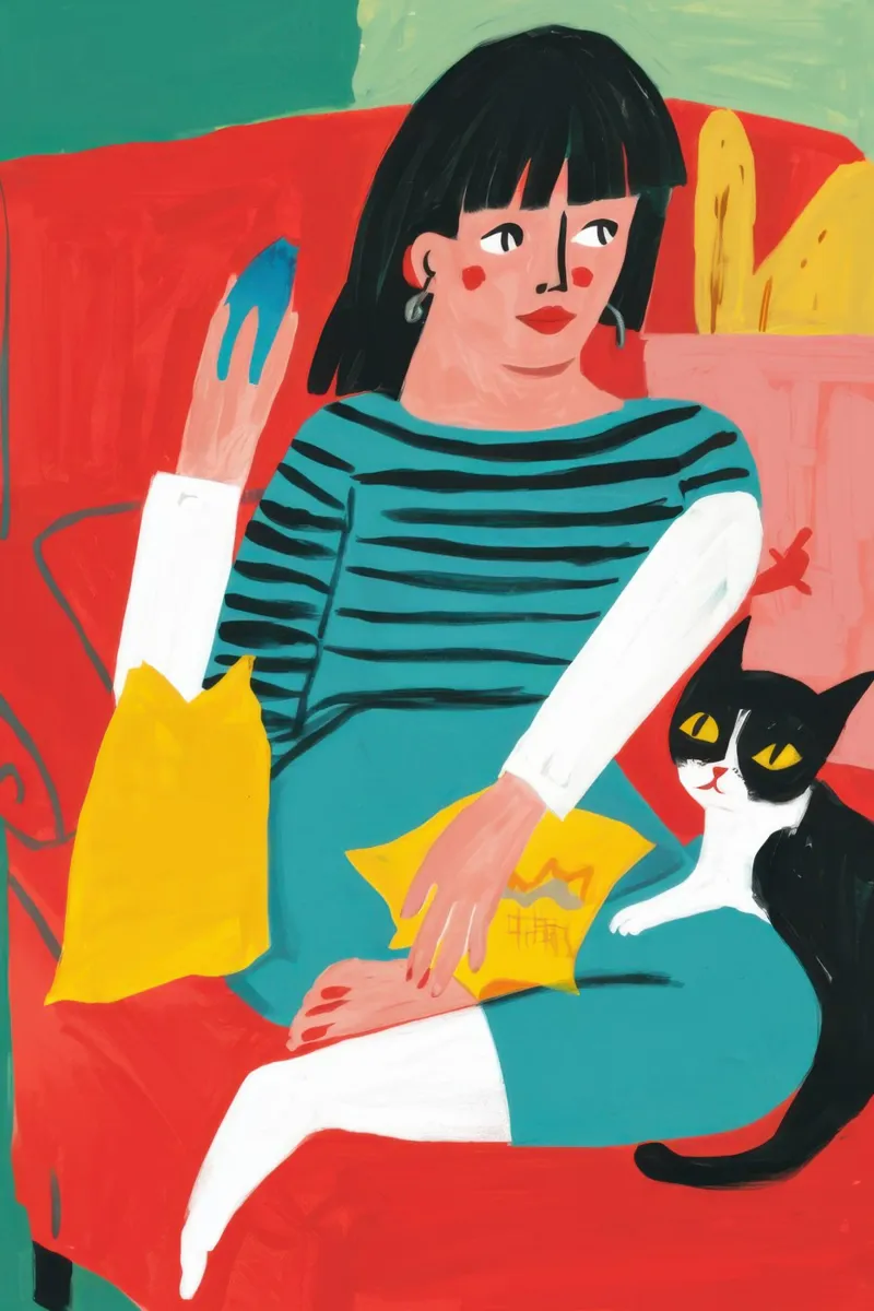 Relaxing with Cat canvas by Flock Reverie