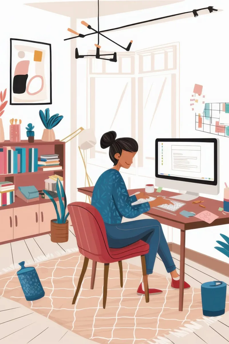 Focused at the Desk canvas by Flock Reverie
