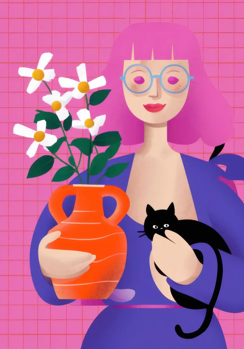 L'artista e il suo gatto pellicola backlit da Ink Pulse