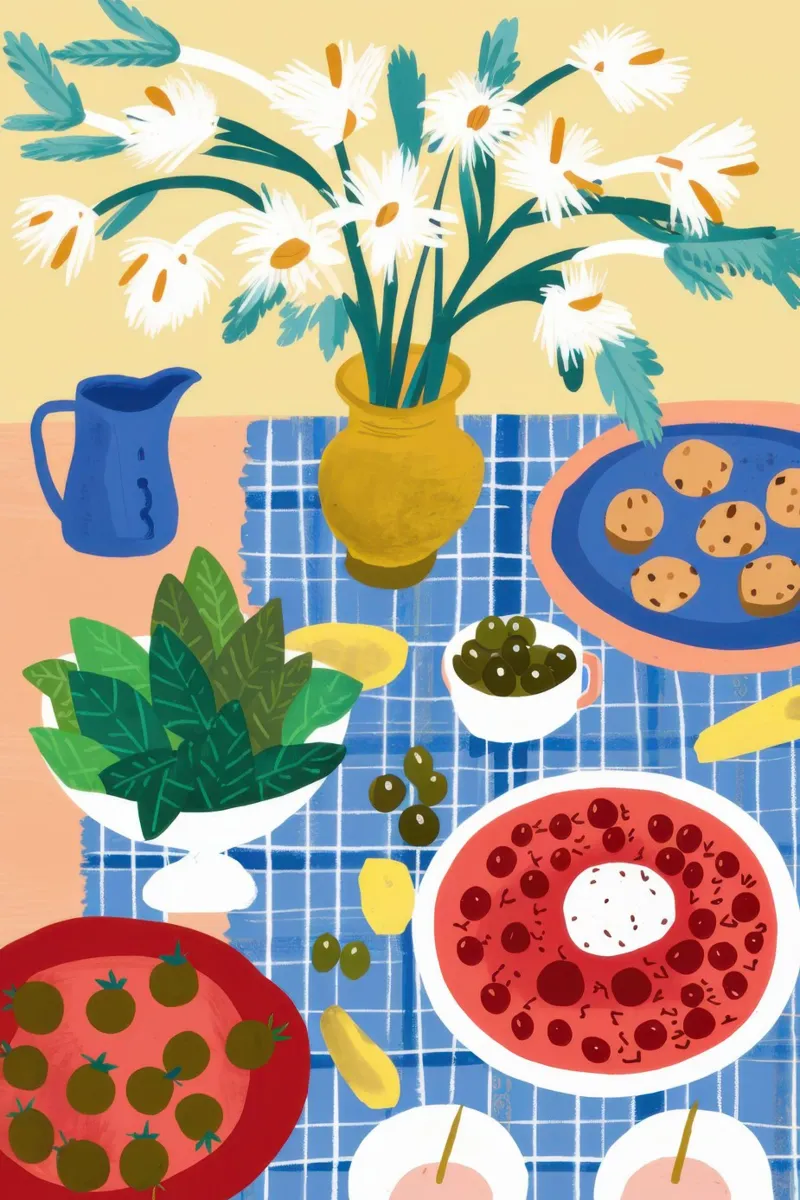 Eclectic Table of Joy canvas by Flock Reverie