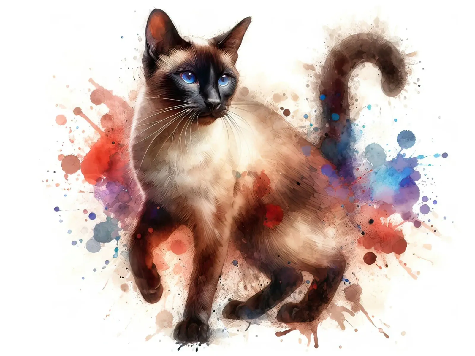 Ritratto di gatto siamese ad acquerello pellicola backlit da 🥝 KIWI STORE