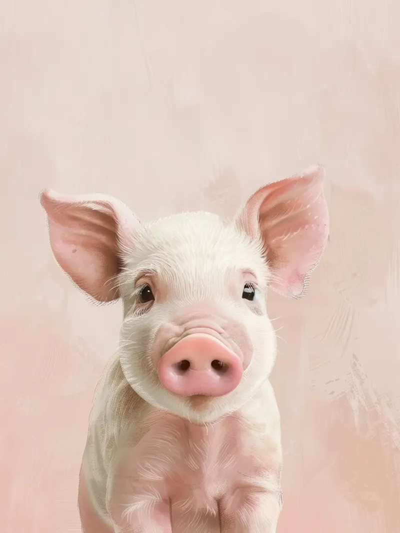 Cute piglet cozy pink background hahnemühle by DesignDoodle