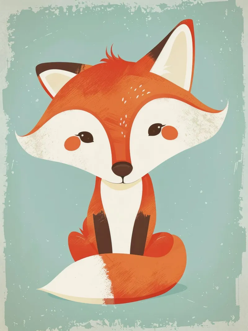 Charming fox with playful features and a soft background alu-dibond by DesignDoodle
