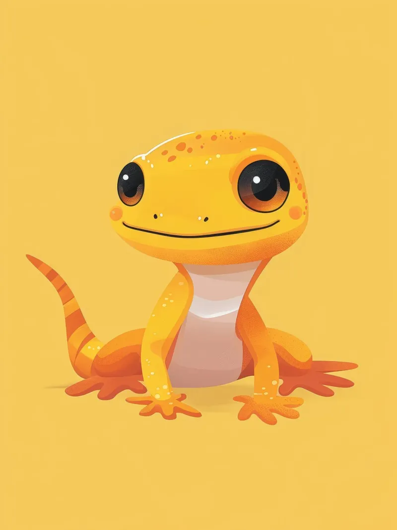 Lindo personaje de dibujos animados gecko con colores brillantes y simpático hahnemühle de DesignDoodle