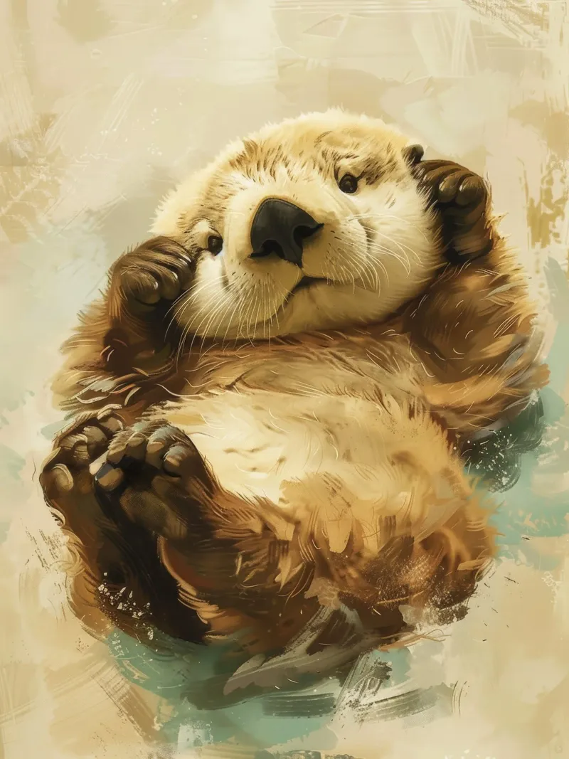 Playful otter enjoying lounging on its back in calm waters canvas by DesignDoodle