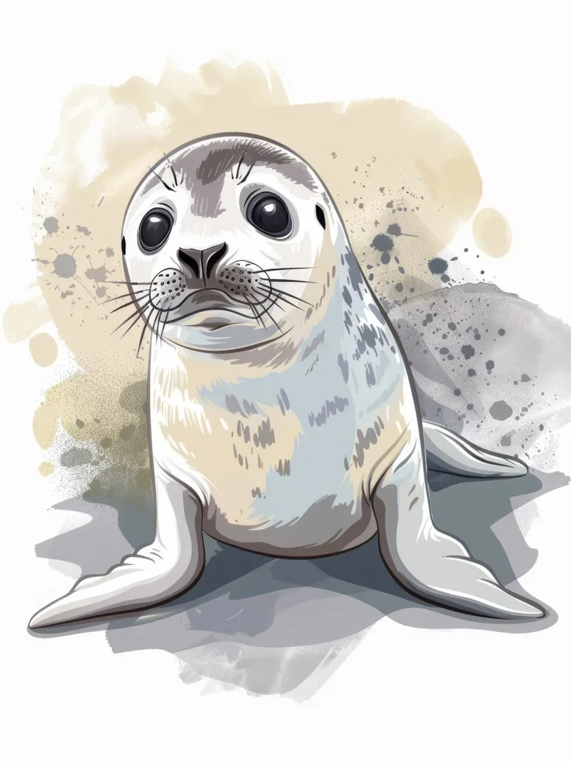Illustrazione di una simpatica foca in posa giocosa pellicola backlit da DesignDoodle