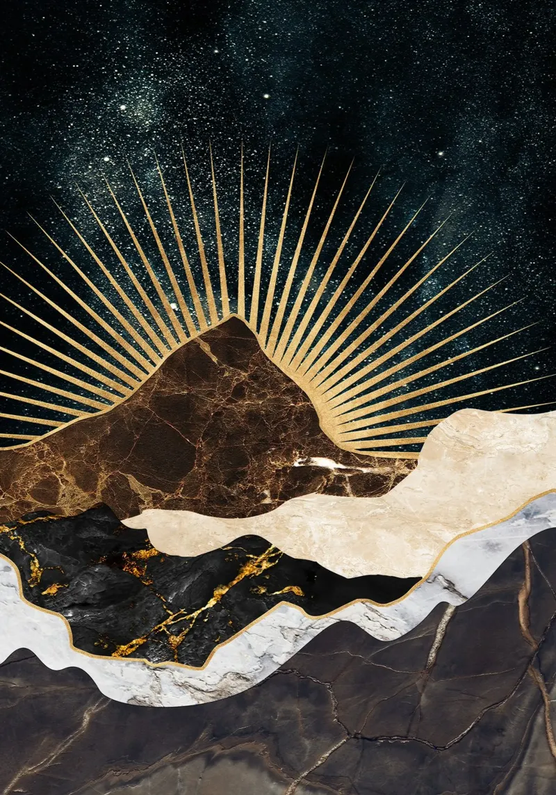 abstract surreal landscape mountains tela con Cornice a cassetta da vintageshop