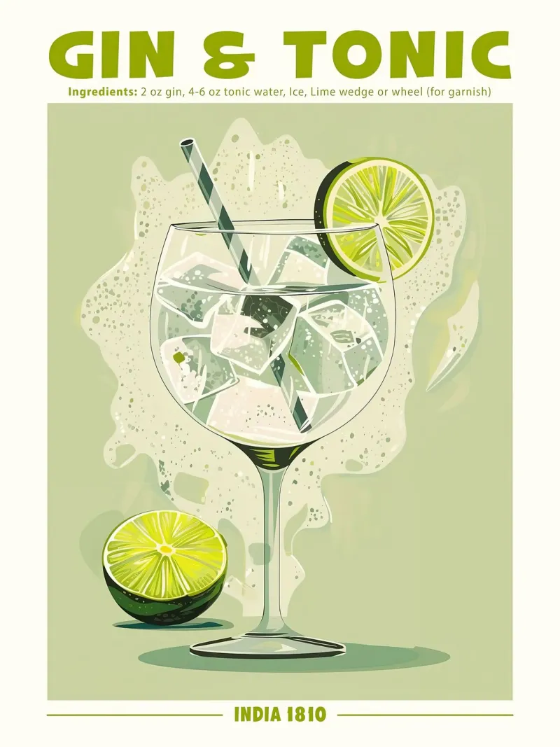 Gin and Tonic, India 1810 Poster pellicola backlit da Neeraprint