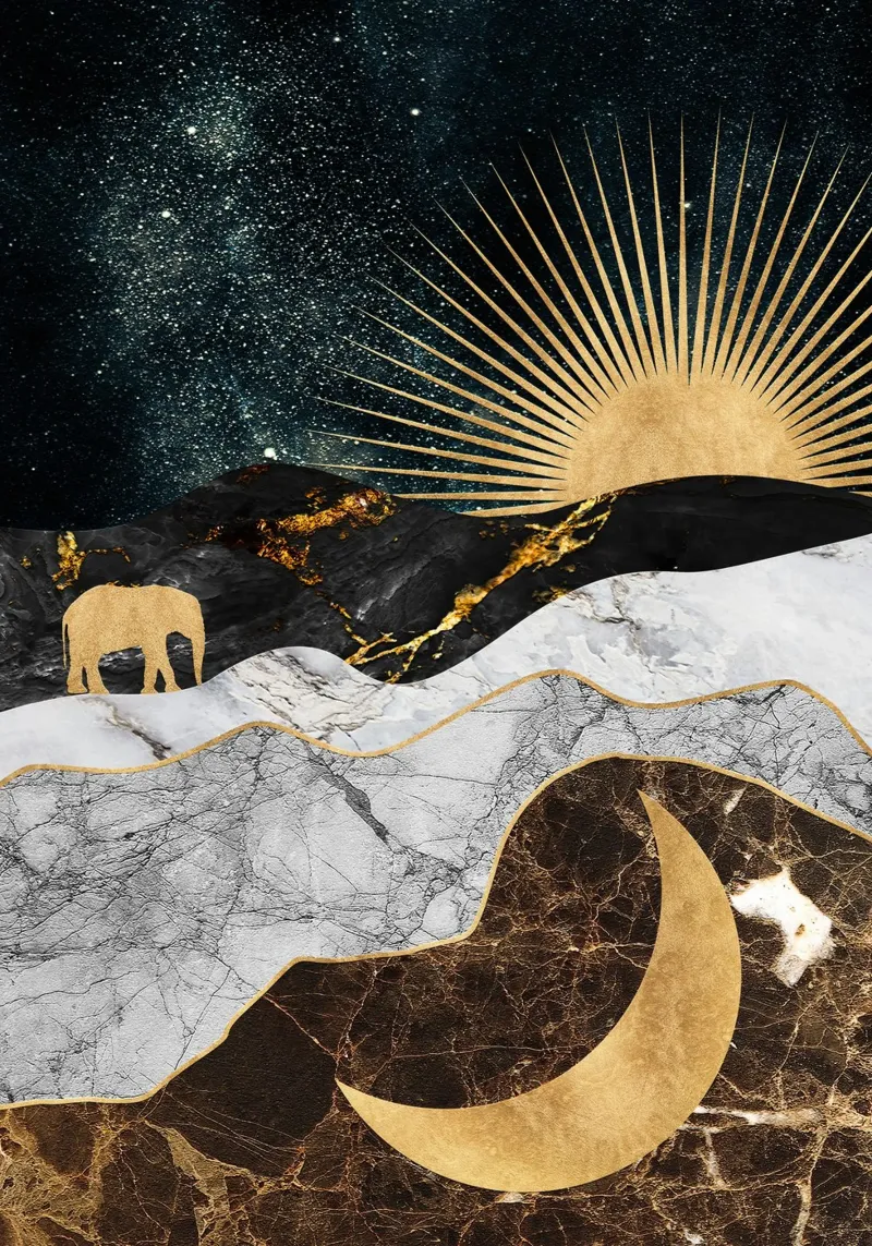 abstract surrealist landscape moon poster da vintageshop