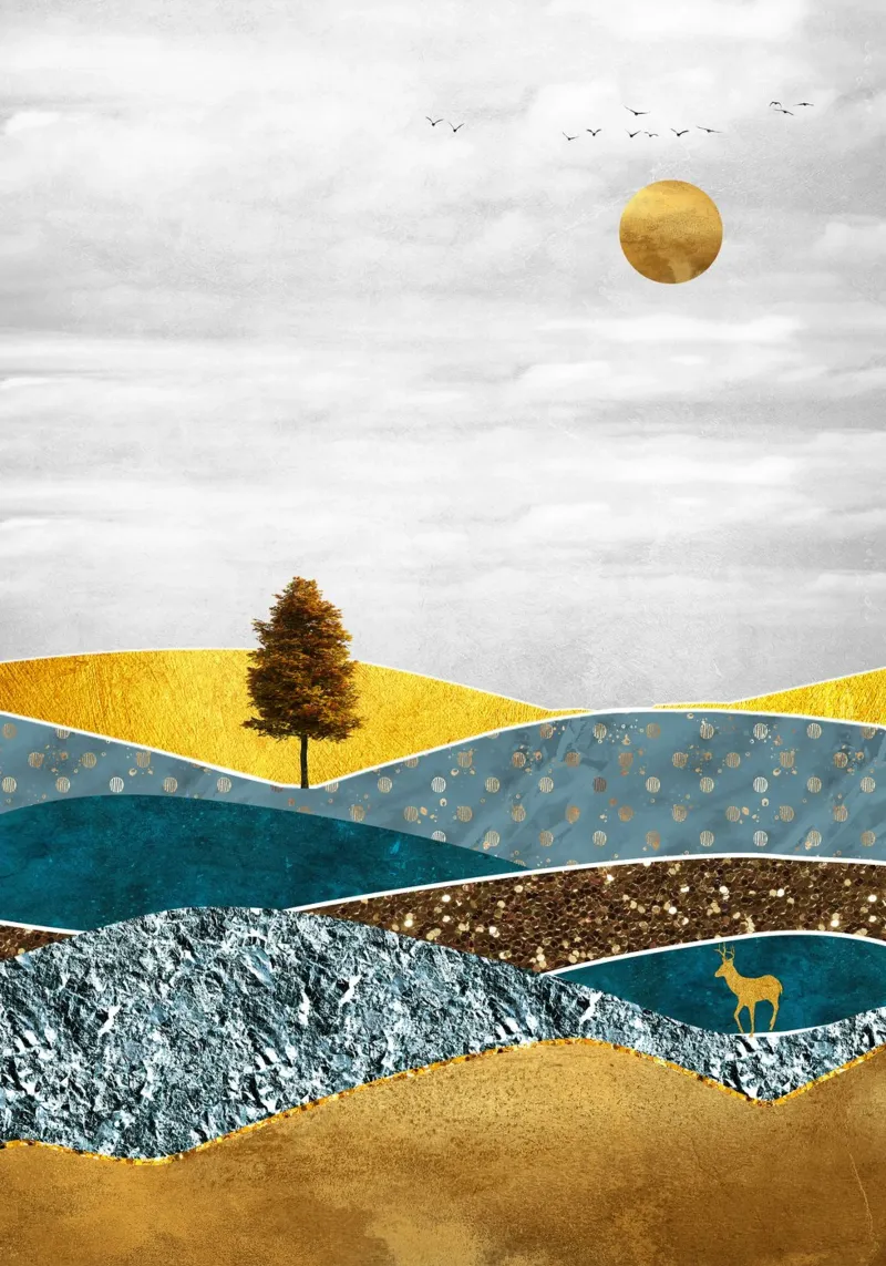 abstract surrealist landscape tree poster da vintageshop