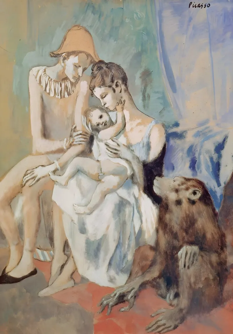 Picasso Moeder en kind Acrobaat Aap Blauw Periode canvas met Baklijst van homdeco