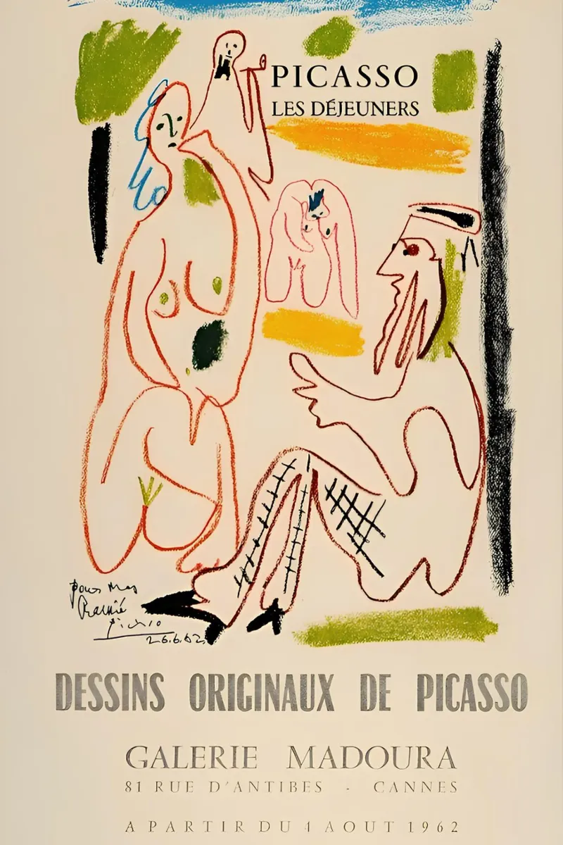 Poster della mostra Picasso Les Déjeuners Cannes poster con telaio in plastica da homdeco