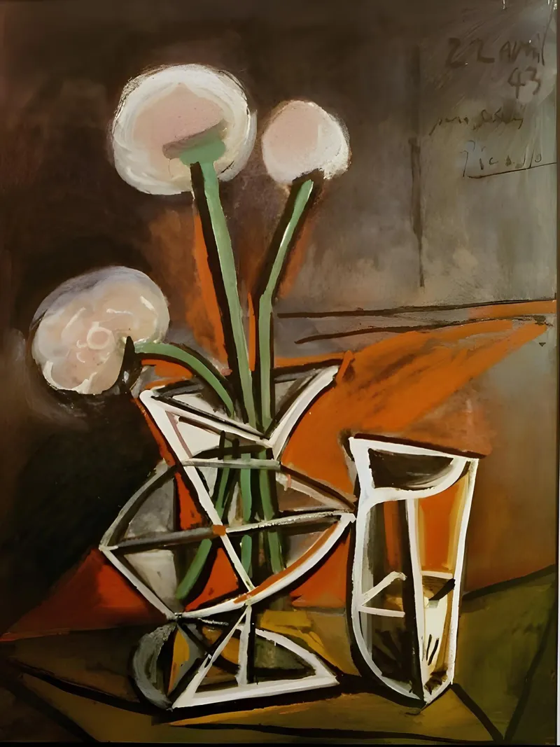 Picasso Fiori in vaso Natura morta cubista 1943 poster da homdeco