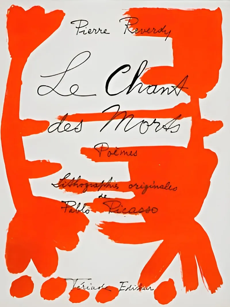 Picasso Le Chant des Morts Impresión abstracta naranja lienzo con Marco flotante de homdeco