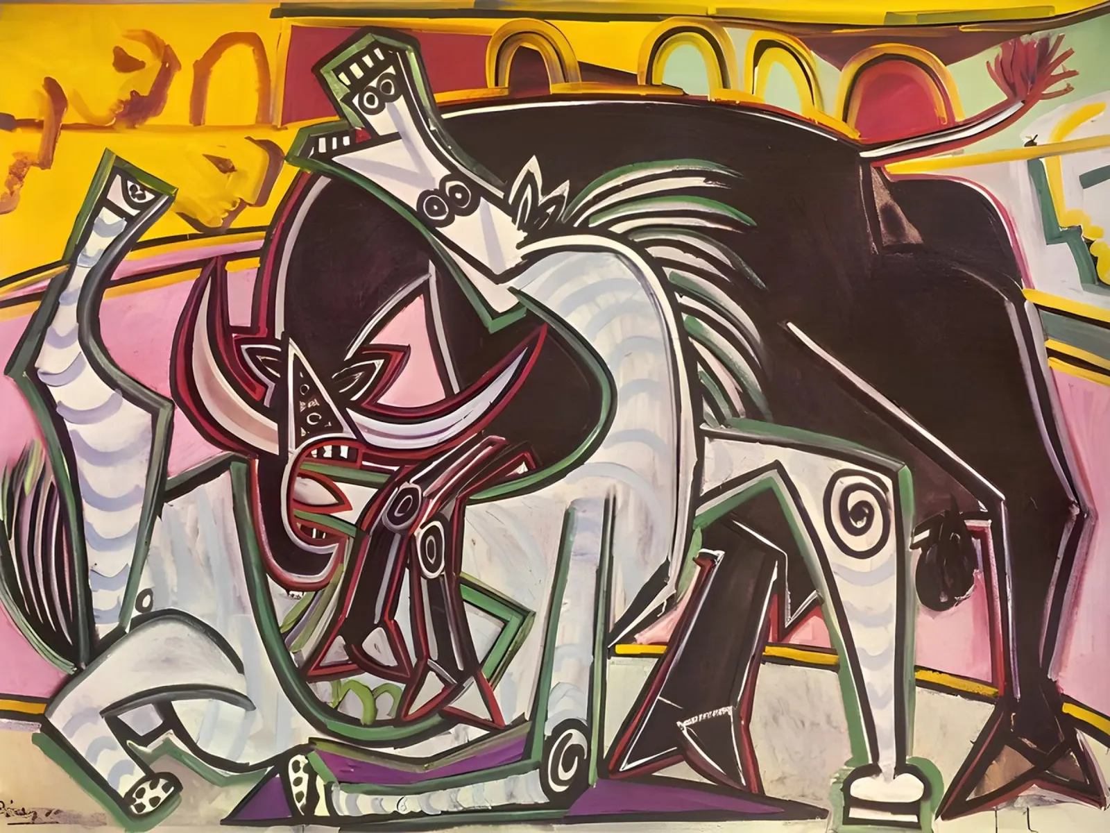Picasso Bullfight Abstract Dynamic Cubist Scene canvas by homdeco
