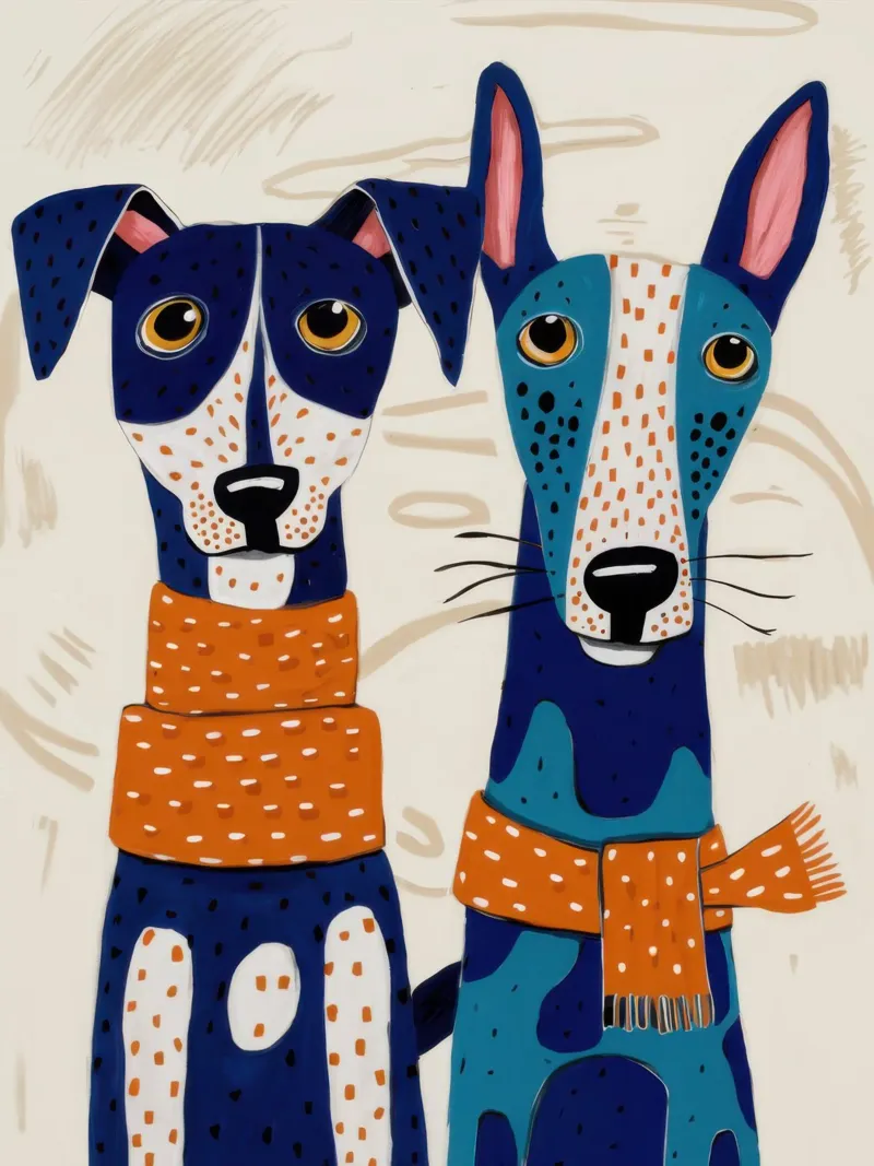 Dapper Canine Duo canvas with Floater frame by Veil Maya