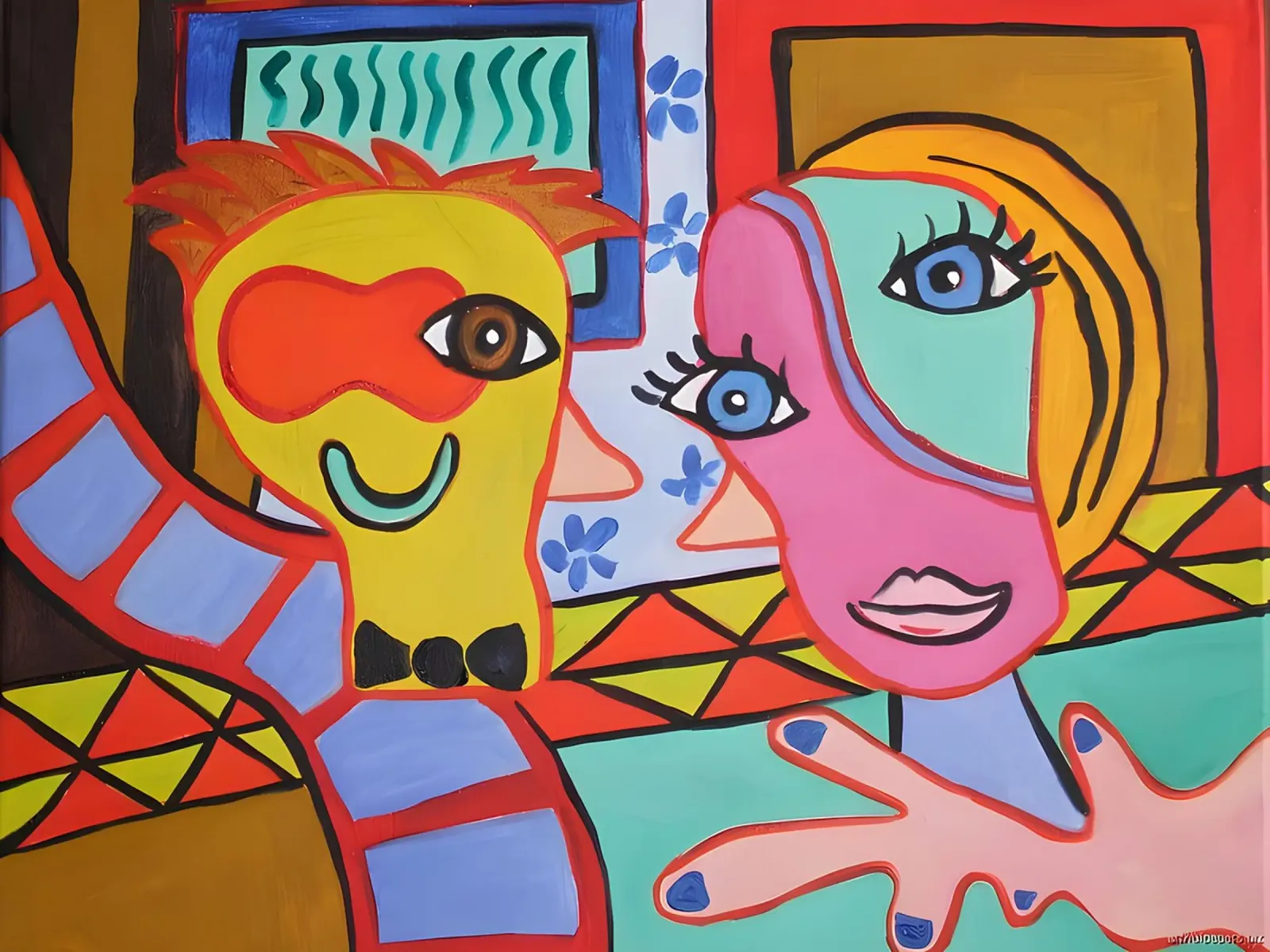 Pop Art Abstract Faces Vibrant Colorful Portrait canvas by homdeco