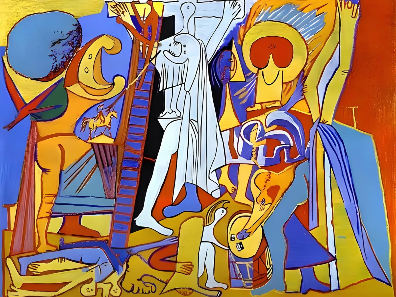 Abstract Cubist Composition Dynamic Human Forms poster by homdeco