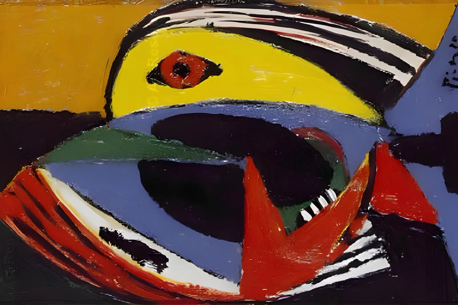 Picasso Abstract Fish Cubist Vibrant Colors poster by homdeco