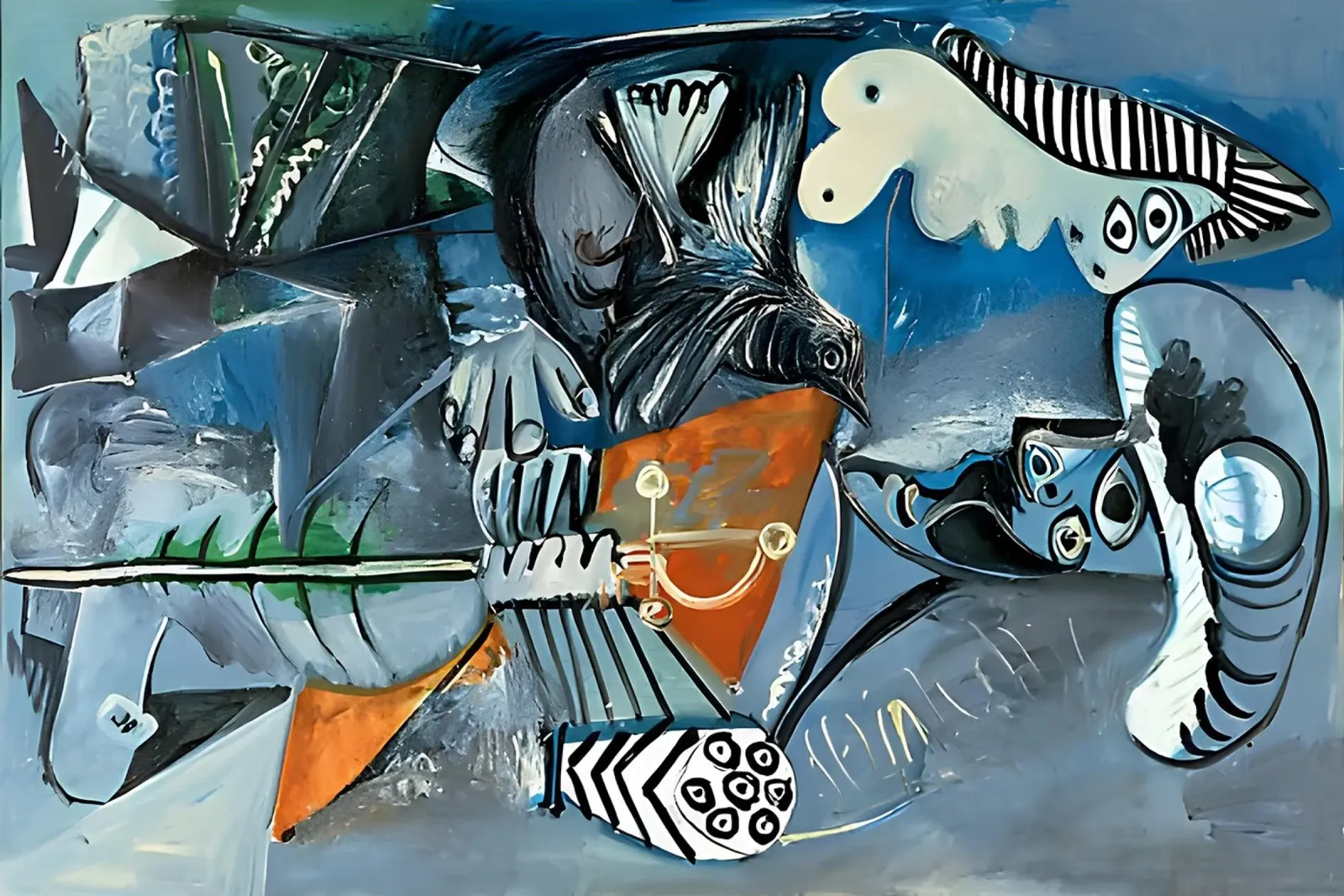 Picasso Composizione astratta Forme umane di uccelli alluminio dibond da homdeco