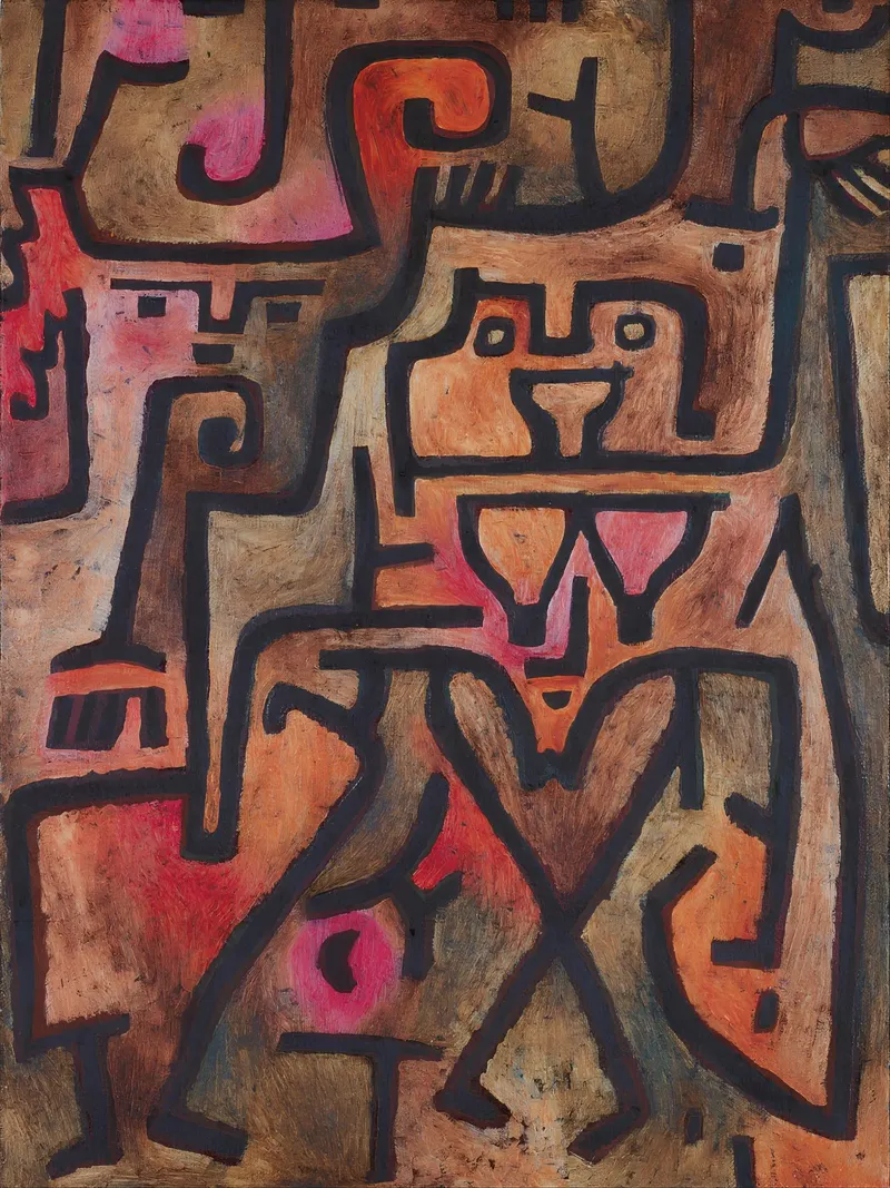 Paul Klee Abstract Figures Tribal Expressionist Art canvas with Floater frame by homdeco