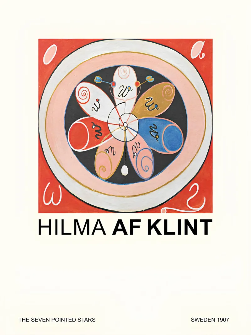 Hilma af Klint Sette stelle a punta in fiore astratto pellicola backlit da homdeco