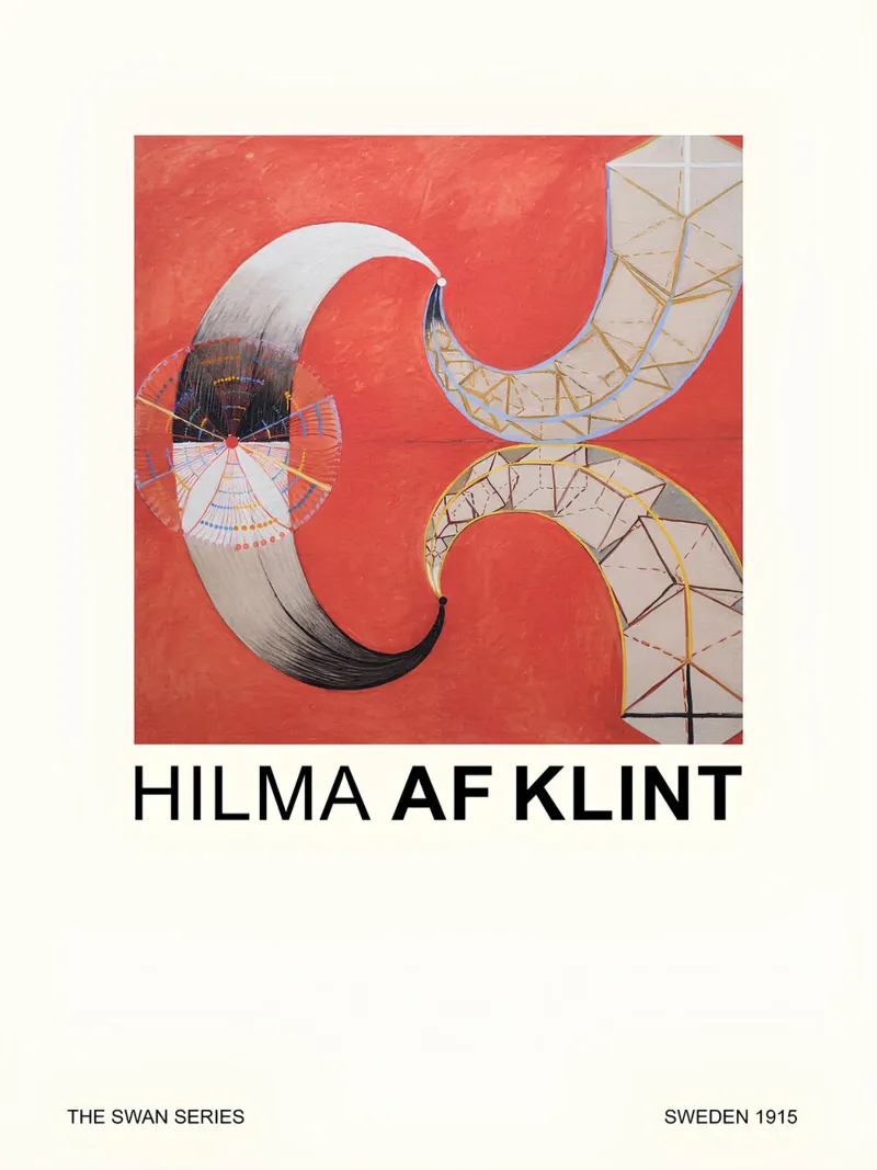 Hilma af Klint The Swan Series Abstract Red Forms poster by homdeco