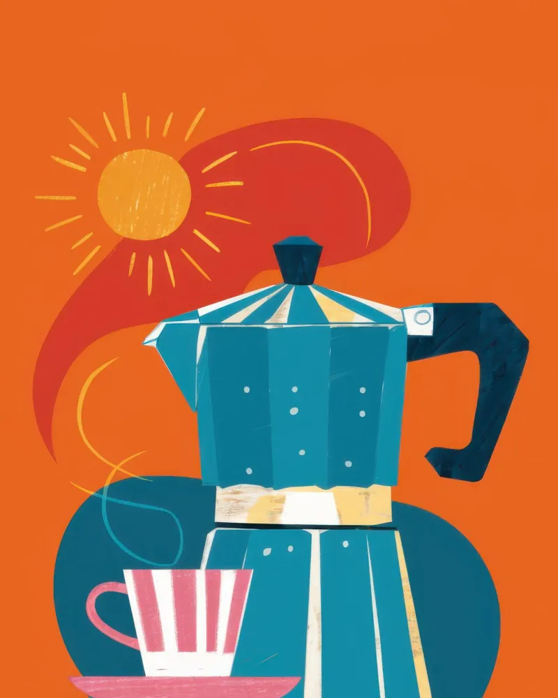 Rituale del caffè mattutino alluminio dibond da Veil Maya