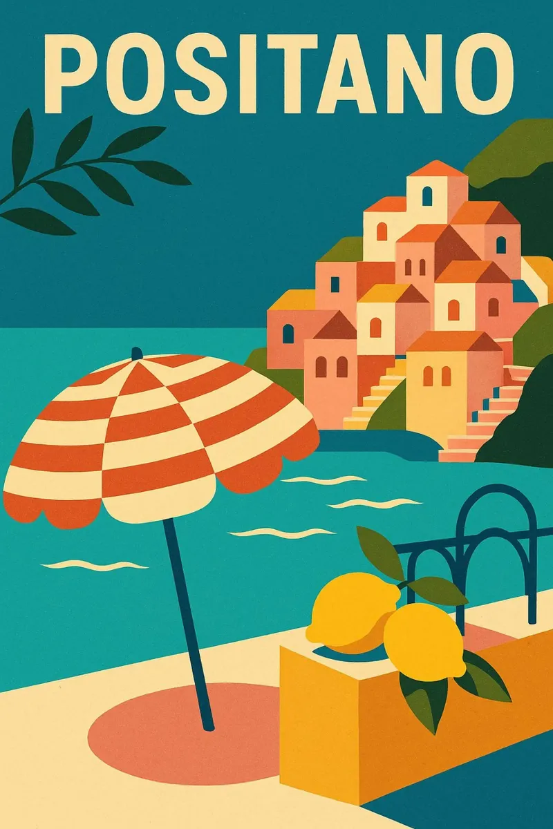 POSITANO - Dolce vita on the Amalfi coast poster by JETLAG | affiches voyage