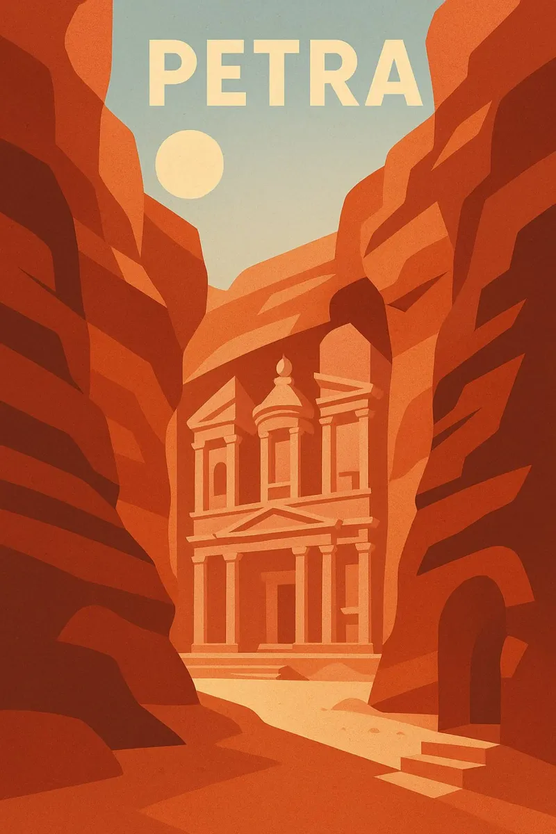 PETRA - Mystery carved in the rock poster with wooden frame by JETLAG | affiches voyage