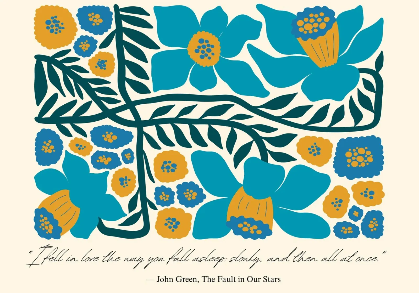 John Green "Fault in Our Stars" Abstract Bloemen Poster canvas met Baklijst van vintagepod