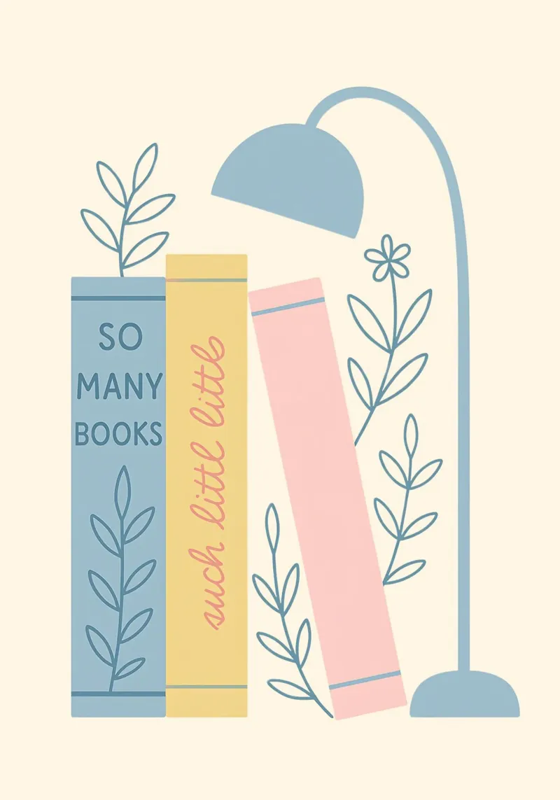 "So Many Books, Such Little Time" Cozy Reading Art canvas with Floater frame by vintagepod