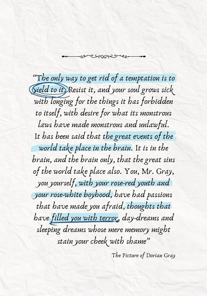 Poster con citazione della tentazione di Oscar Wilde "Dorian Gray poster da vintagepod