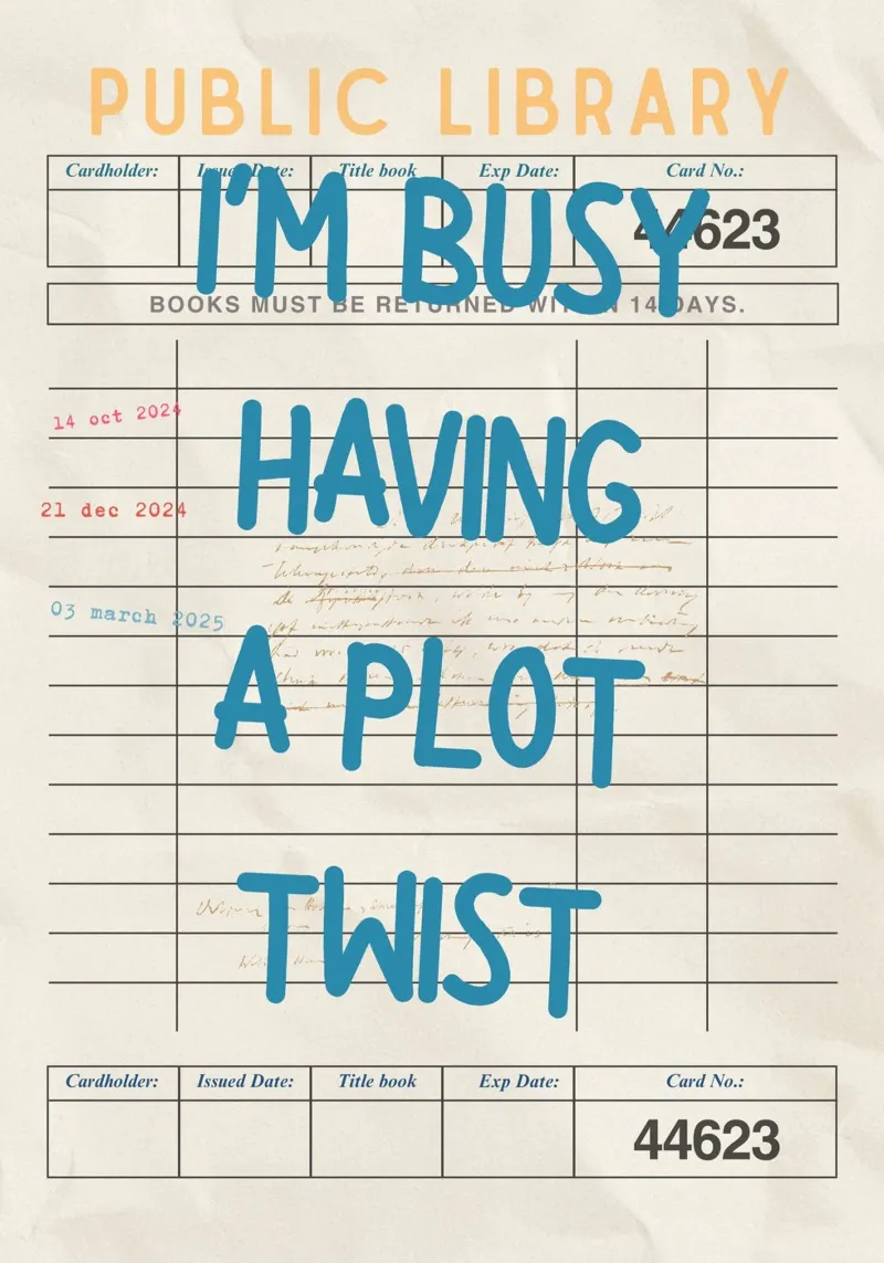 "I'm Busy Having a Plot Twist" Library Card Poster canvas by vintagepod