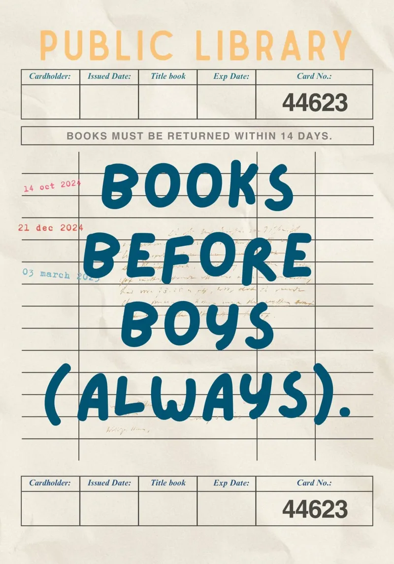"Books Before Boys (Always)" Vintage Library Poster canvas by vintagepod