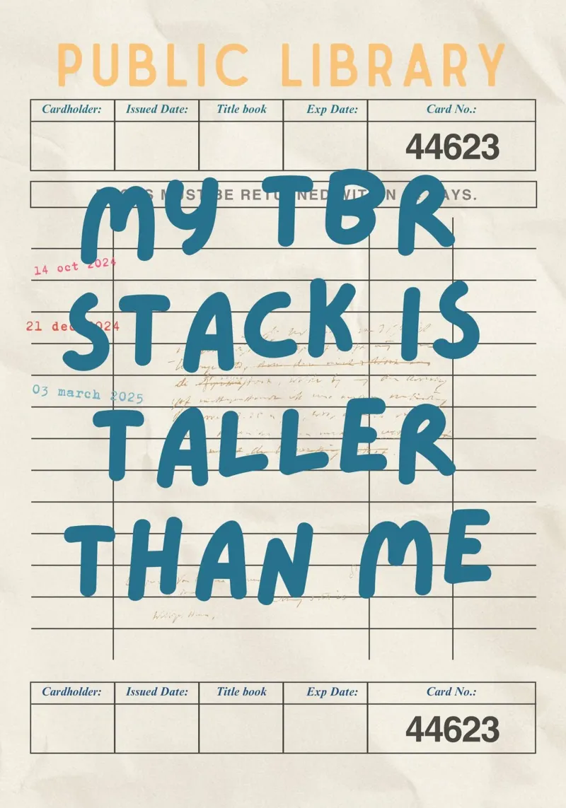 "My TBR Stack Is Taller Than Me" Library Card Poster canvas by vintagepod