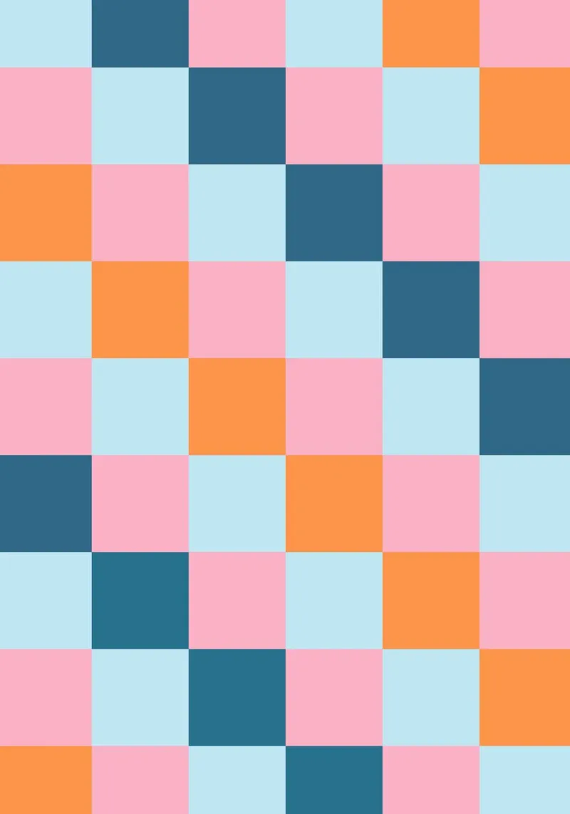 Geometric Color Block - Pastel & Teal Checkerboard hahnemühle by vintagepod
