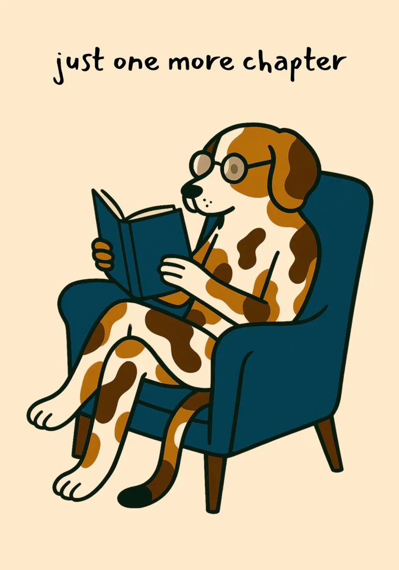 "Juste un chapitre de plus" Lecture de l'art canin toile avec Caisse américaine de vintagepod