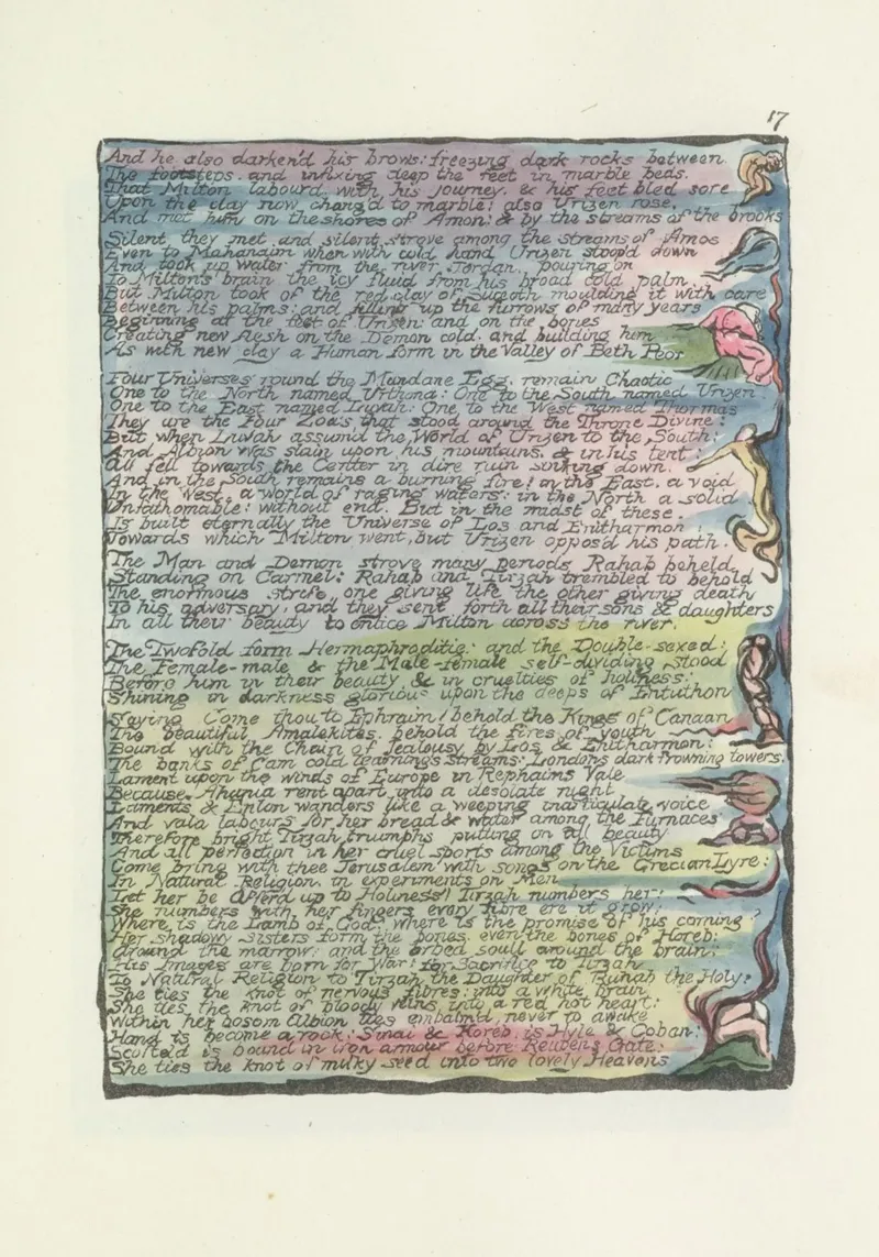 William Blake Inspired Illuminated Manuscript Page Art canvas with Floater frame by vintagepod