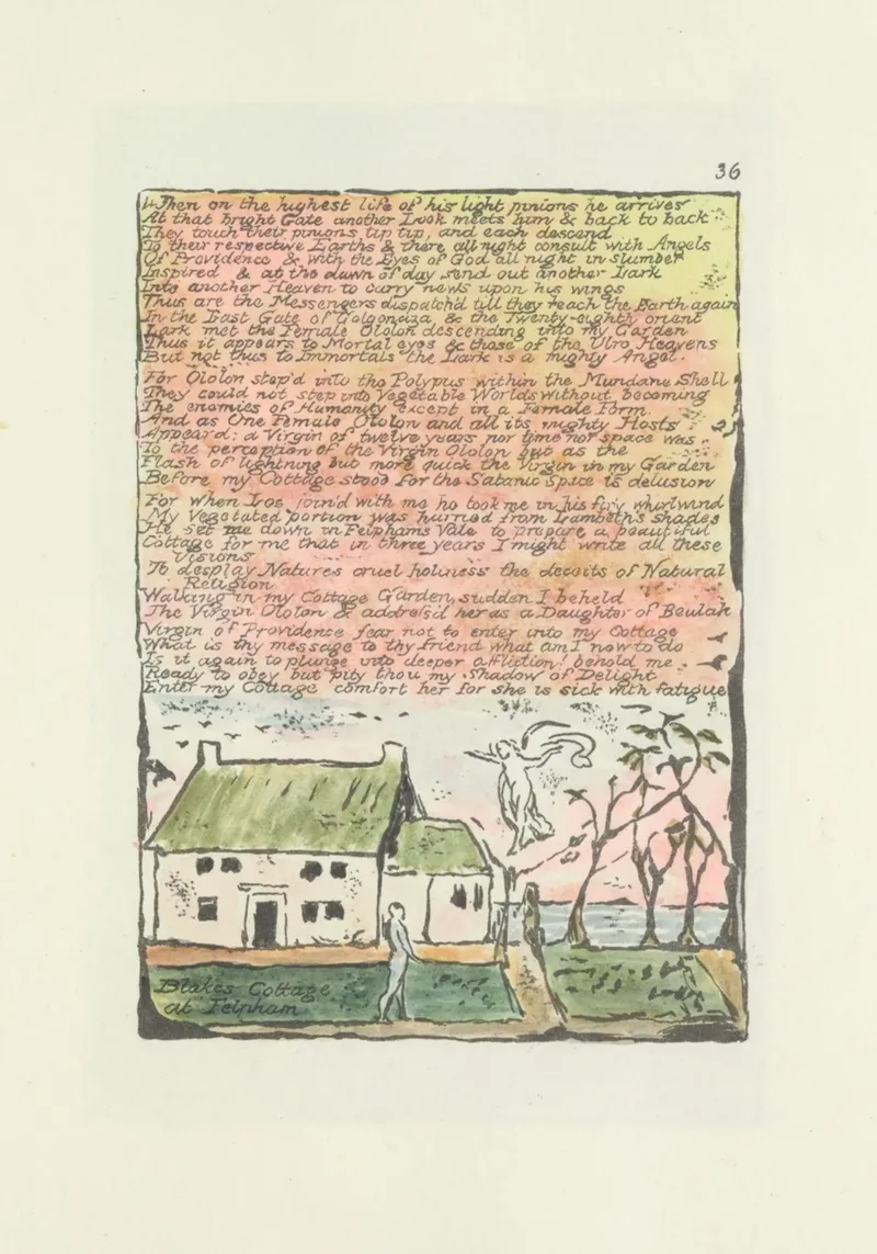 William Blake "Il cottage di Blake a Felpham" Testo miniato alluminio dibond da vintagepod