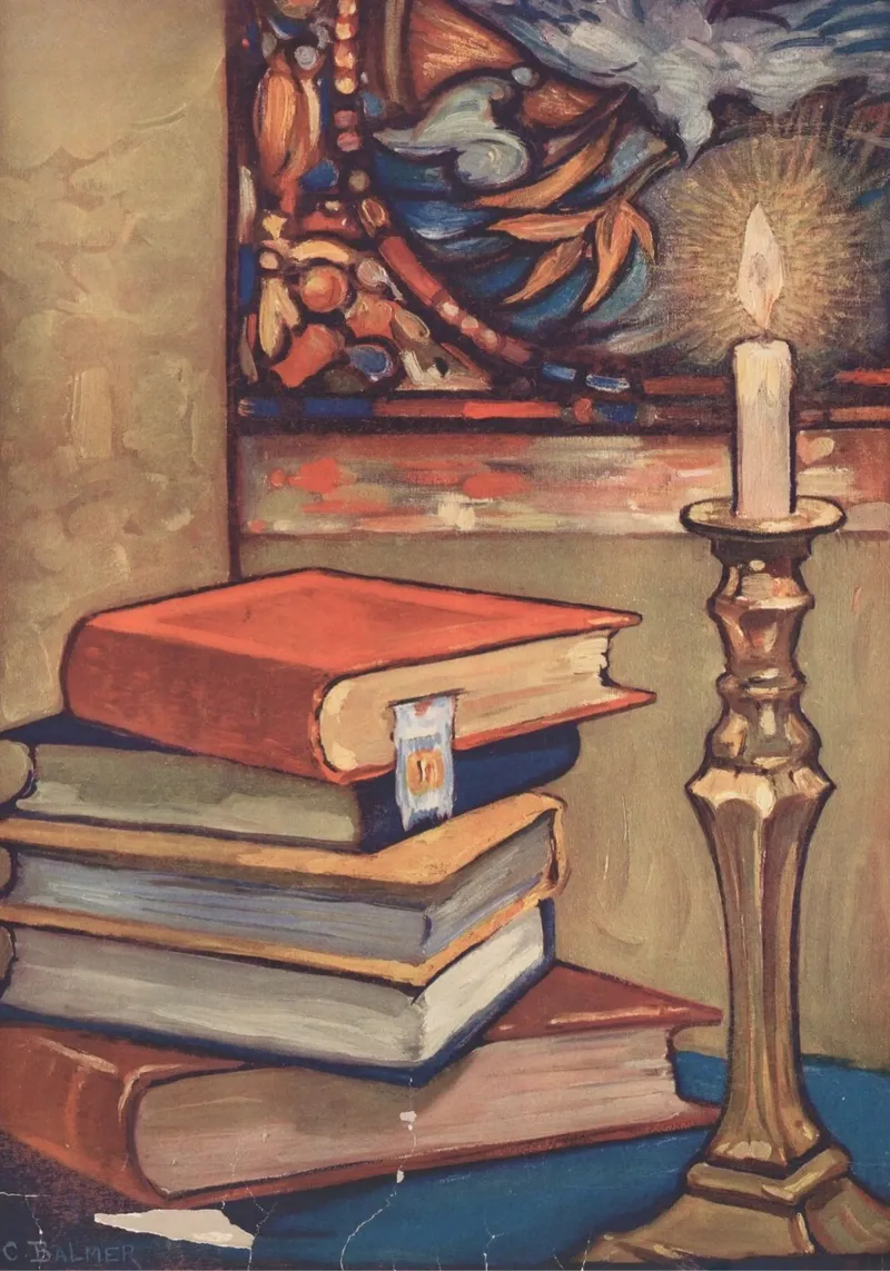 Natura morta con libri e candele di C. Palmer pellicola backlit da vintagepod