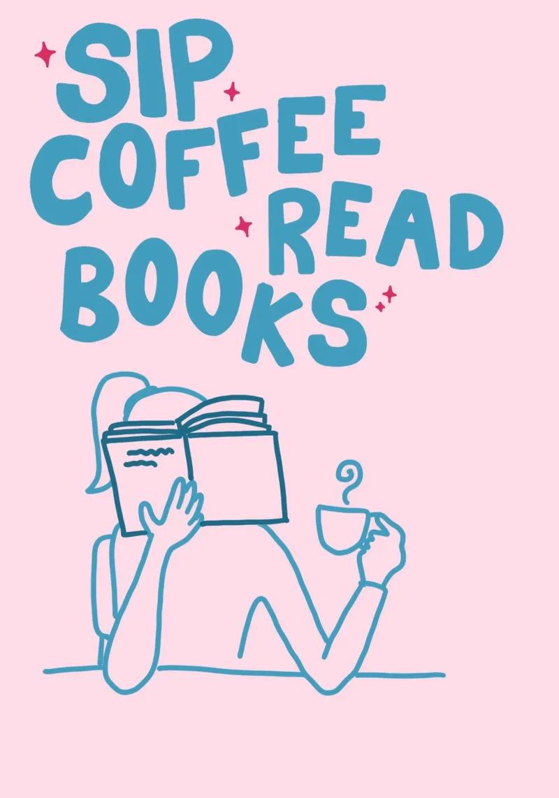 Póster "Sip Coffee Read Books" Ritual acogedor lienzo con Marco flotante de vintagepod