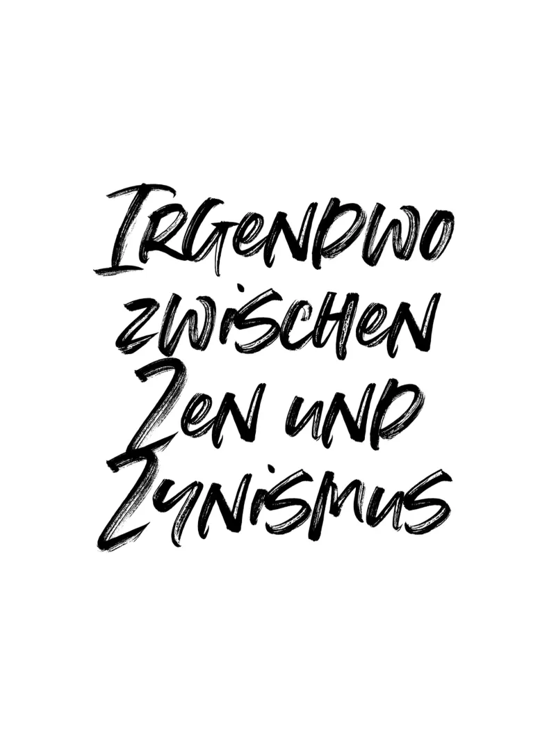 Zwischen Zen und Zynismus | minimalistic design plexiglass da just typo
