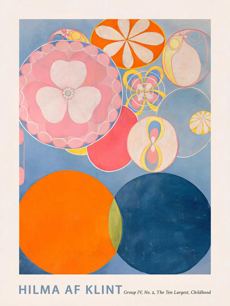 Hilma af Klint "Infancia" Impresión artística abstracta en círculo metacrilato de homdeco