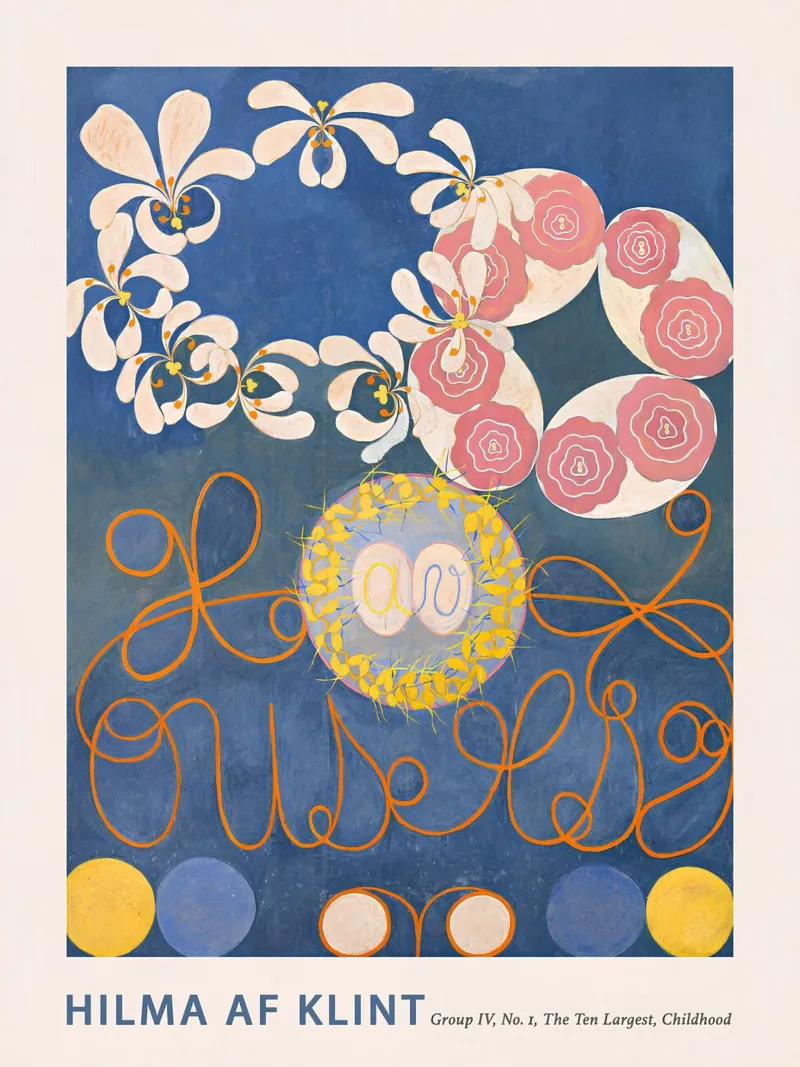 Hilma af Klint "Childhood" Abstract Bloemenblauw Print canvas van homdeco