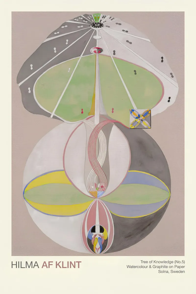 Hilma af Klint "Albero della conoscenza n. 5" Connessione astratta carta hahnemühle da homdeco